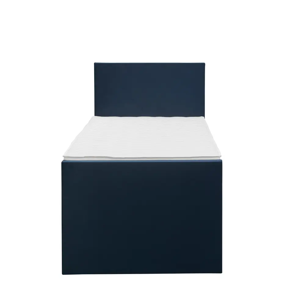 Boxspring met voetbord Liv egaal - blauw - 90x200 cm - ronde poot