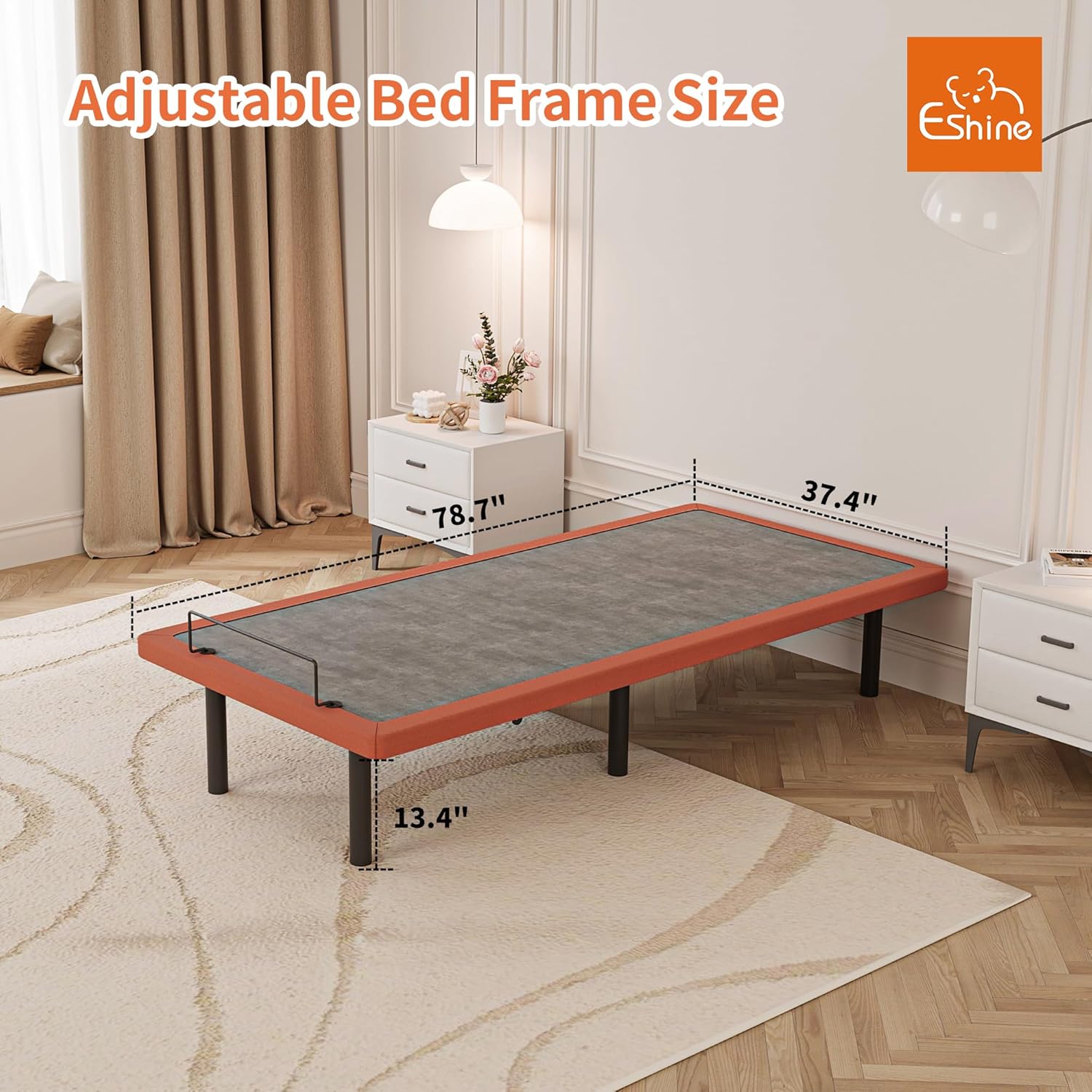 ESHINE Adjustable Bed Frame + 10 Inch Gel Memory Foam Mattress Twin XL Adjustable Bed Bluetooth APP Control, Wireless Remote, Zero Gravity, Anti Snore, Head and Foot Incline, 2000 Series