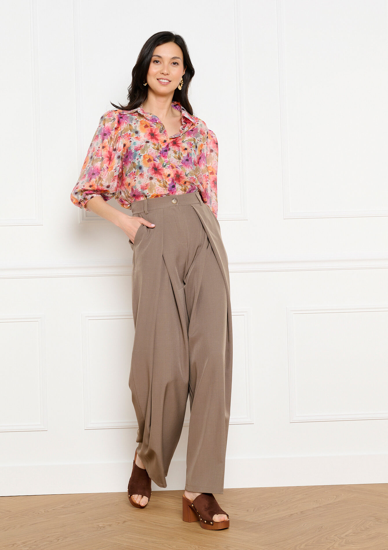 Hoge taille wijde broek