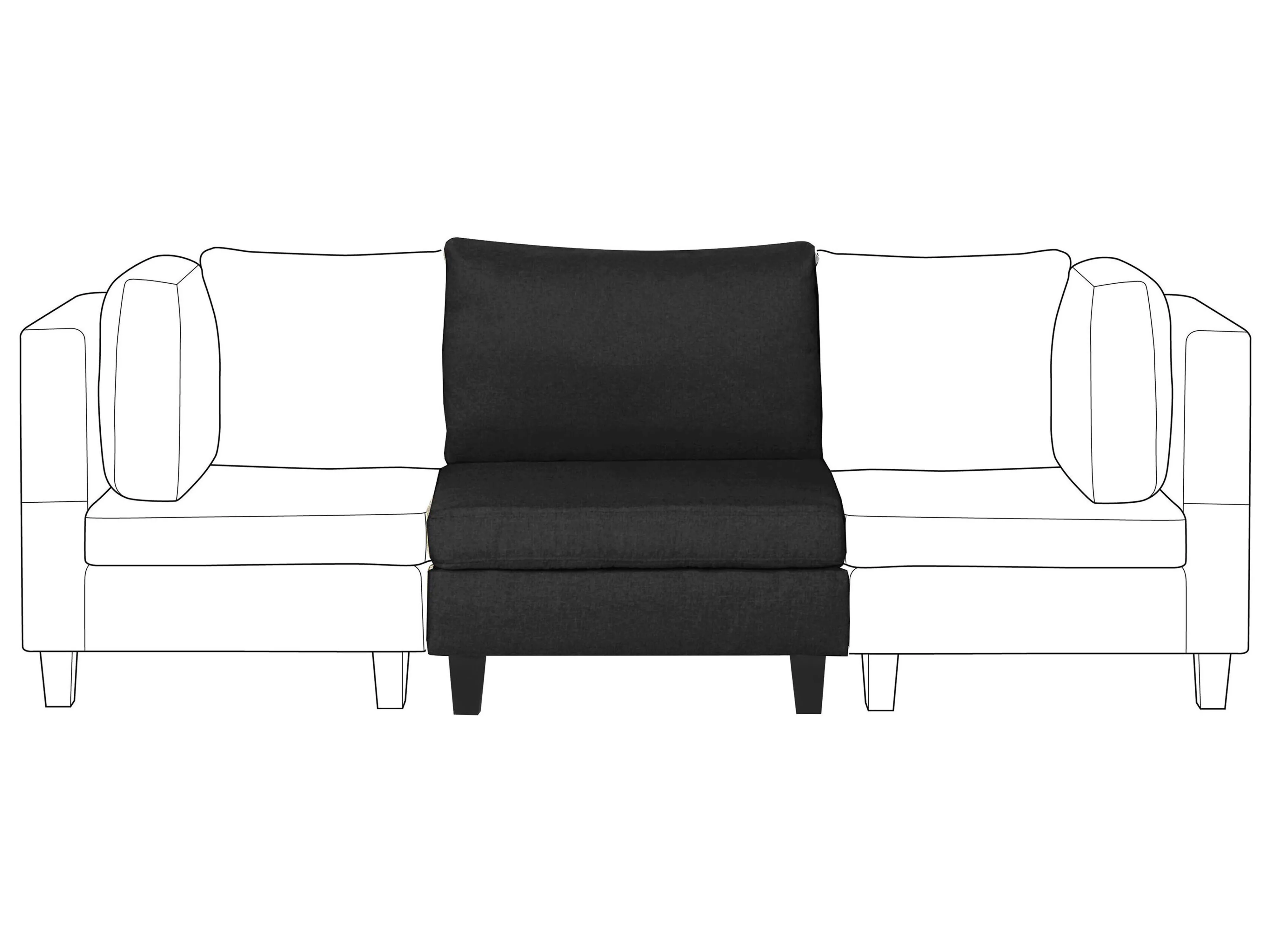 1-Seat Section FEVIK Fabric Black