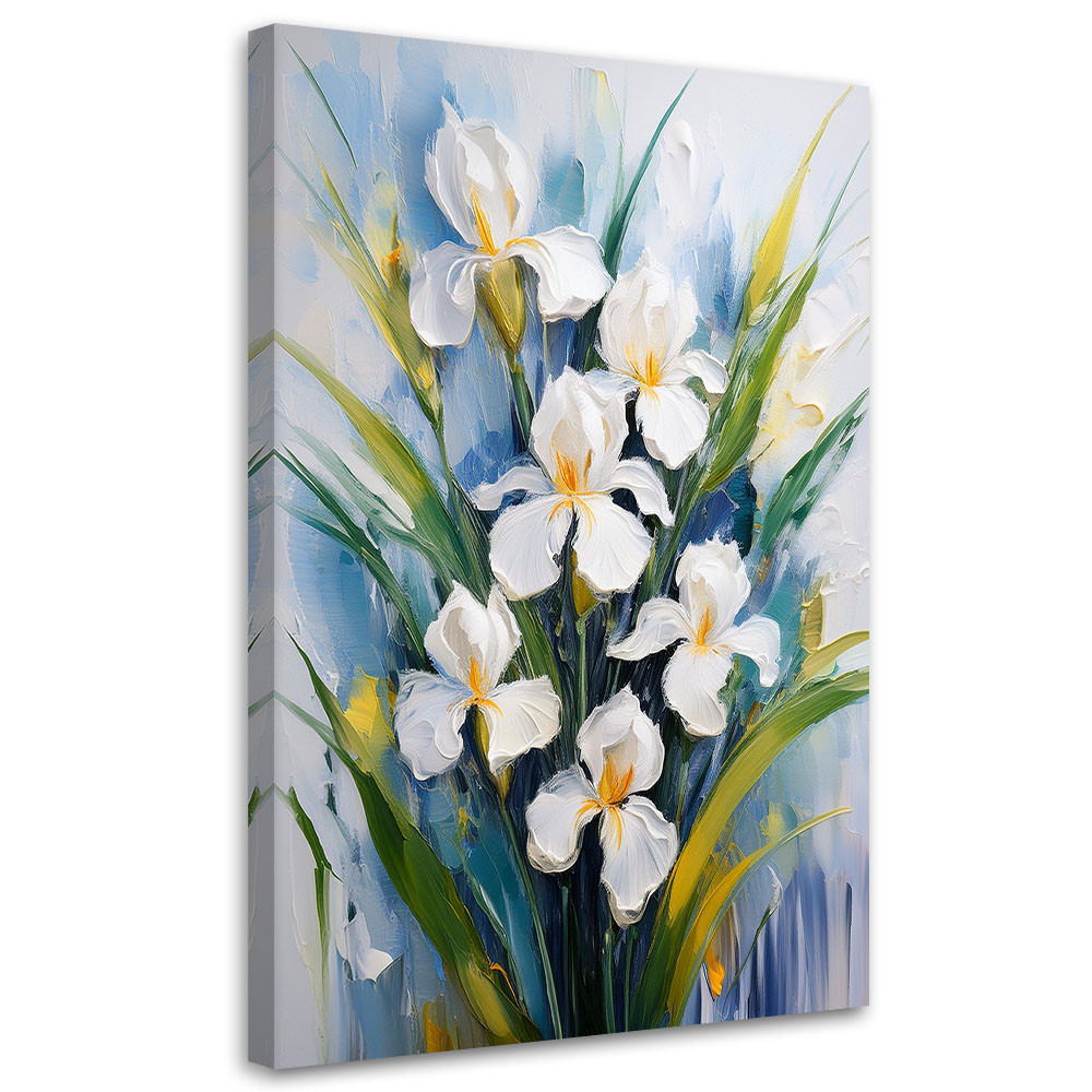 Feeby Obraz na płótnie, Białe Irysy Kwiaty Malowane 40x60