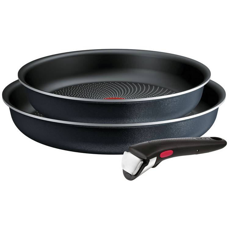 Tefal So Light 3 Piece Aluminium Frying Pan Set - Black