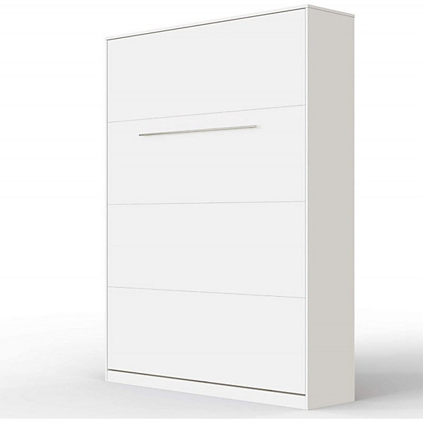 Lit escamotable  2 Placards Vertical 90x200 (50x2)cm Miroir Lit Mural Supérieur Blanc-blanc