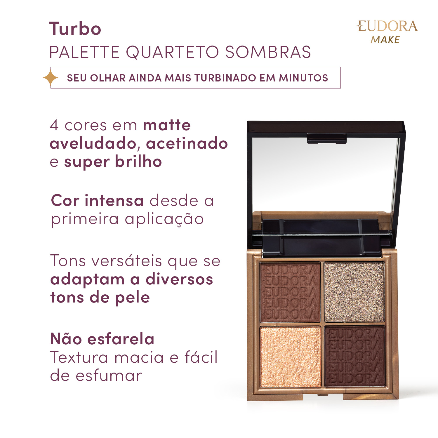 Paleta de Sombras Quarteto Turbo Eudora Make 8g