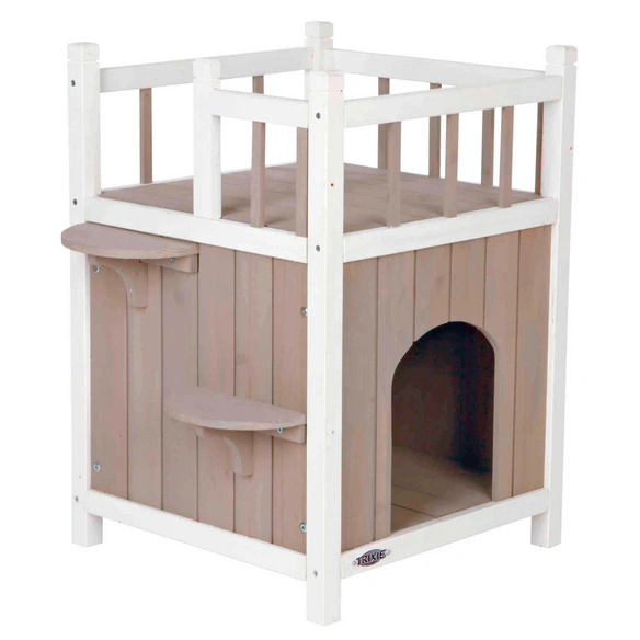 Katzenhaus, »Cat's Home«, mit Balkon, LxBxH: 45x65x45 cm, grau/weiß