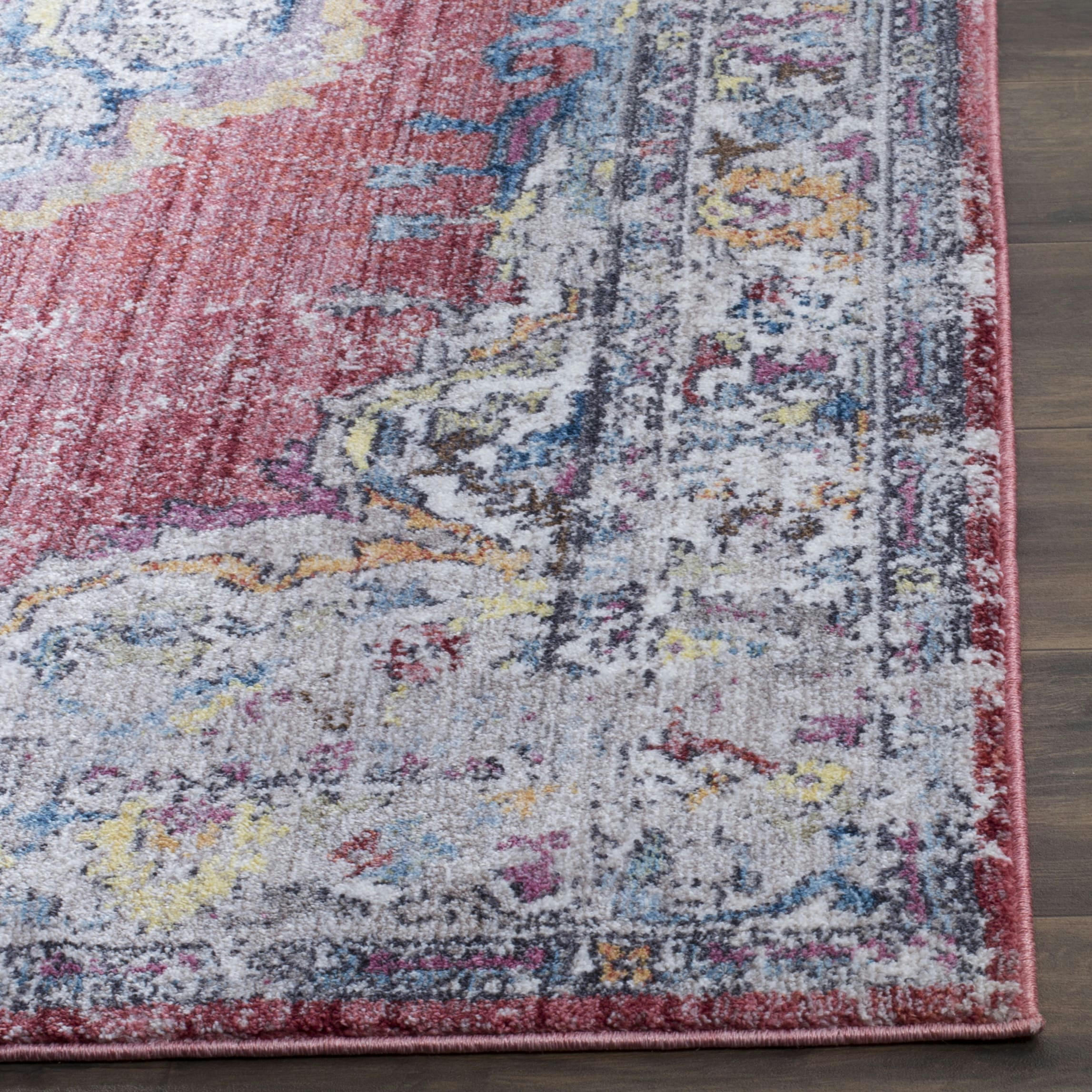 BRISTOL - Tapis de salon interieur en fuchsia & gris clair, 91 x 152 cm