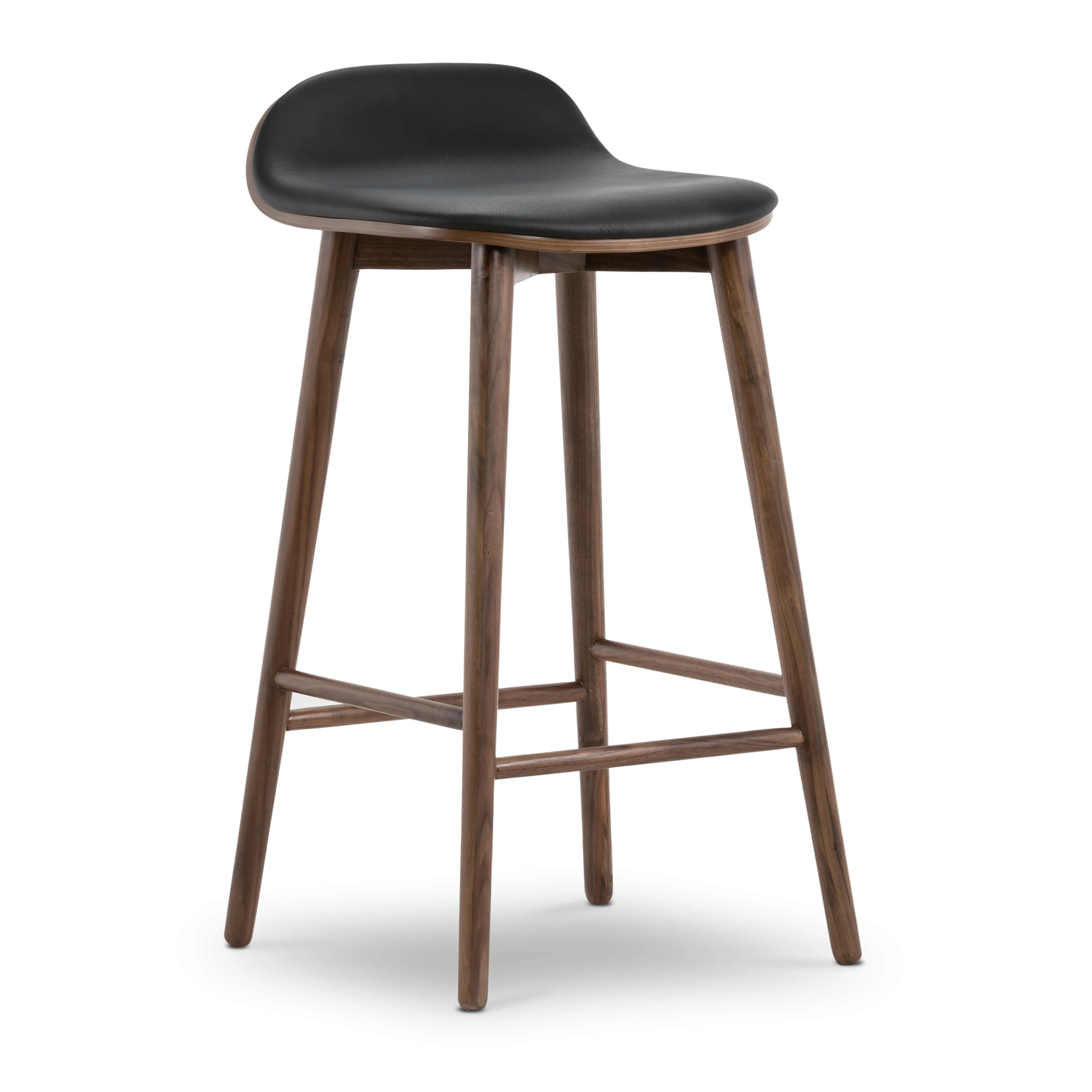 Poly & Bark Notello Leather Counter Stool - 26 Seat Height Solid Oak Wood Frame