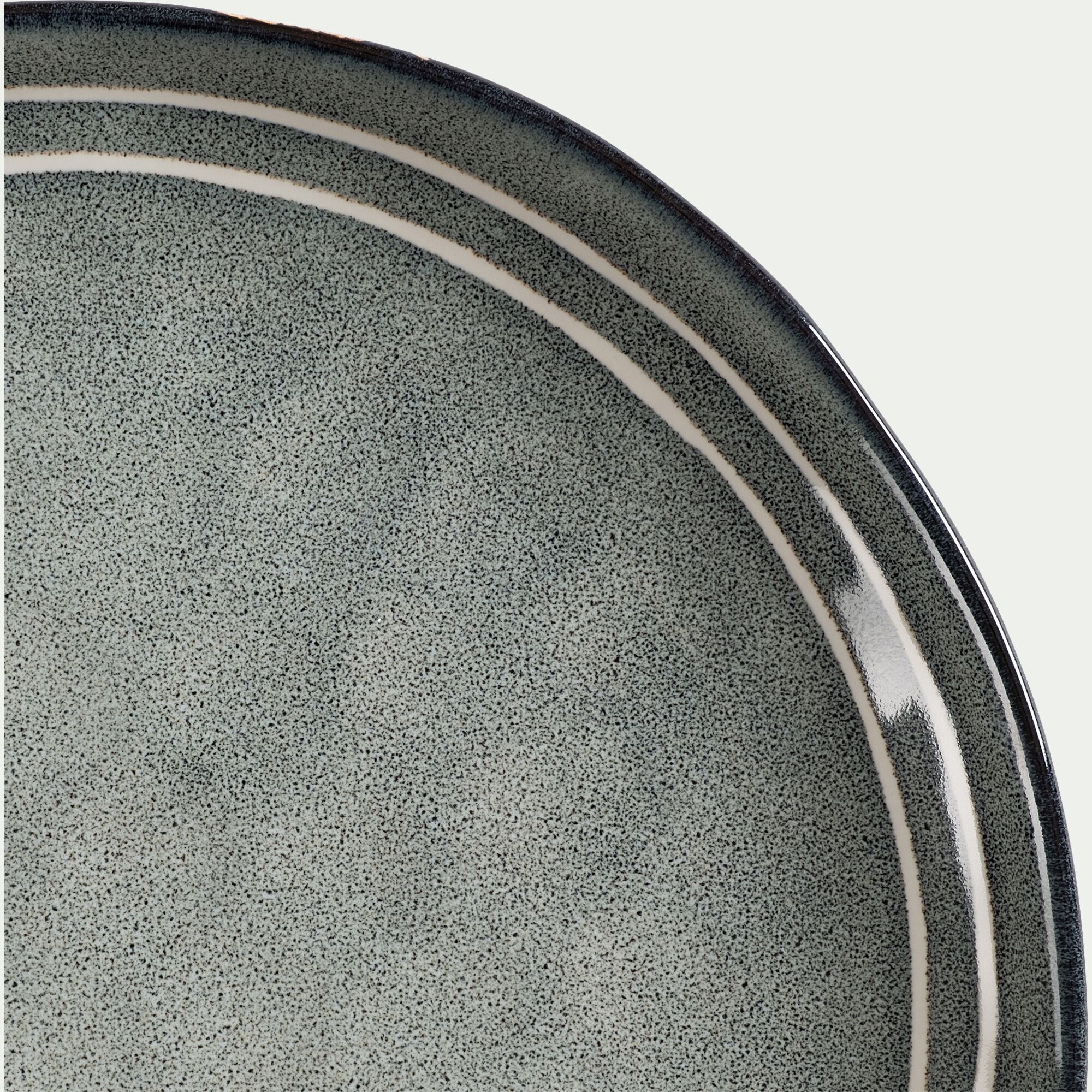 MACAO - Assiette plate à rayures en grès D27,5cm - bleu calaluna