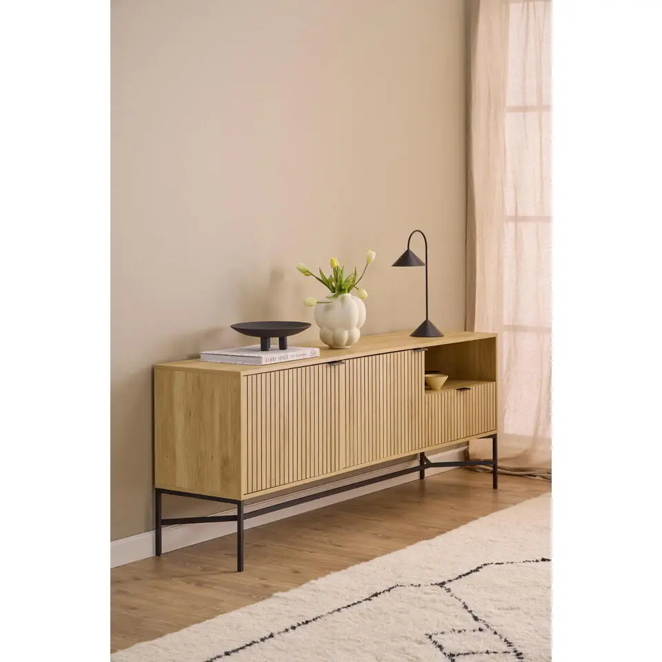 Dressoir Naturel Eikenlook - 180x40x70cm - Juna