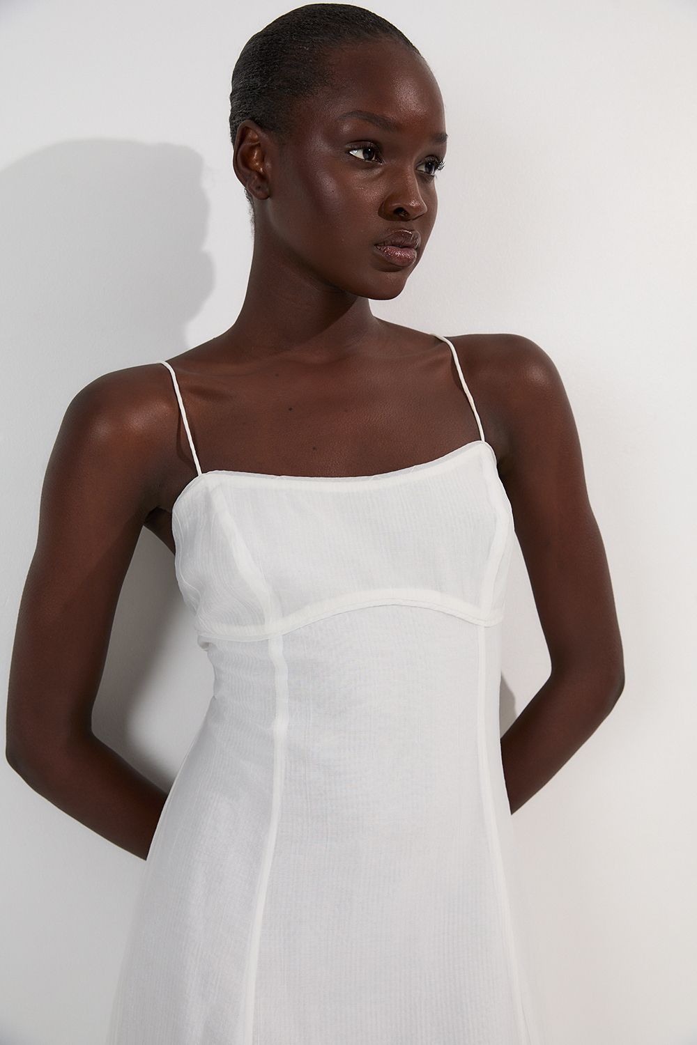 KarenMillen Crinkle Voile Strappy Woven Midi Dress
