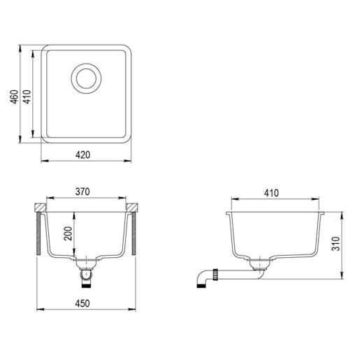 NNEVL Granite Kitchen Sink Single Basin Black