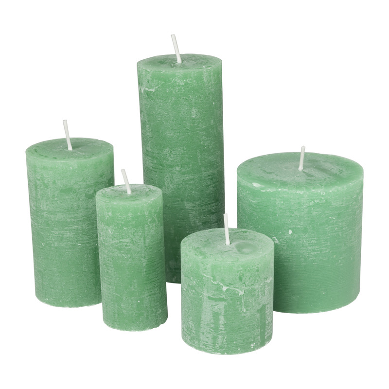 Kaars rustiek - appel groen - &Oslash;5x10 cm