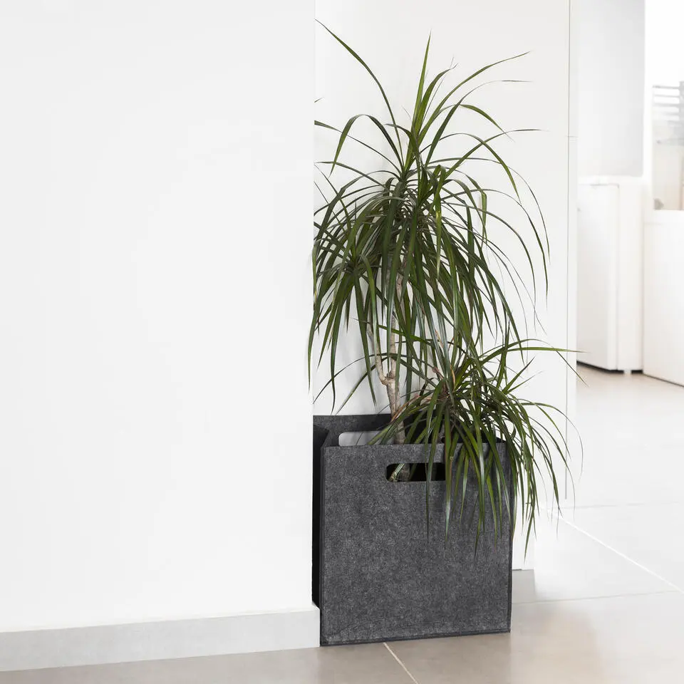 QUVIO Opbergbak vilt vierkant - Set van 2 - Grijs