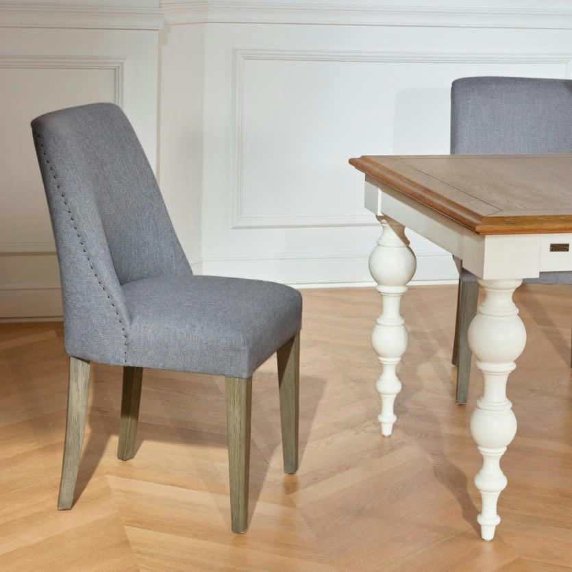 ENZO - Lot de 2 chaises en lin gris