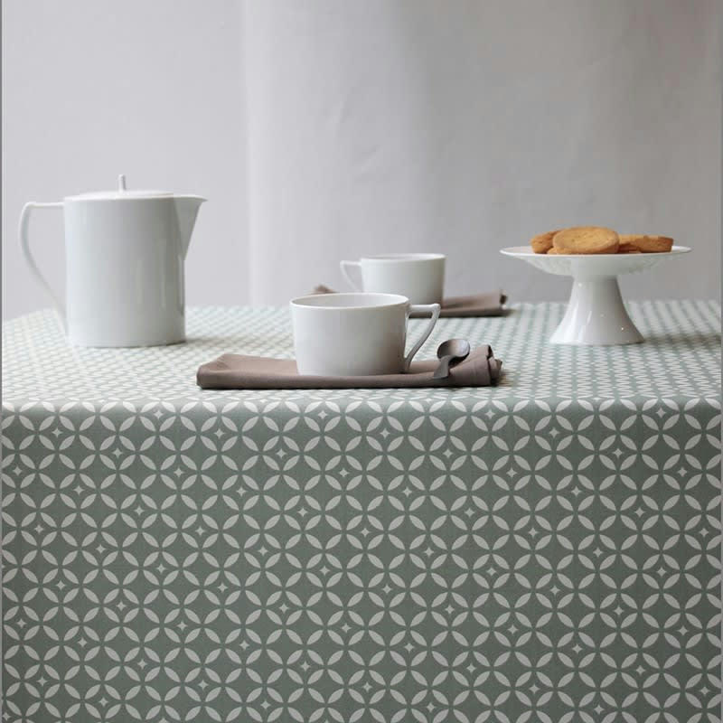 MOSAÏQUE - Nappe enduite ronde 160 x 160 cm verte
