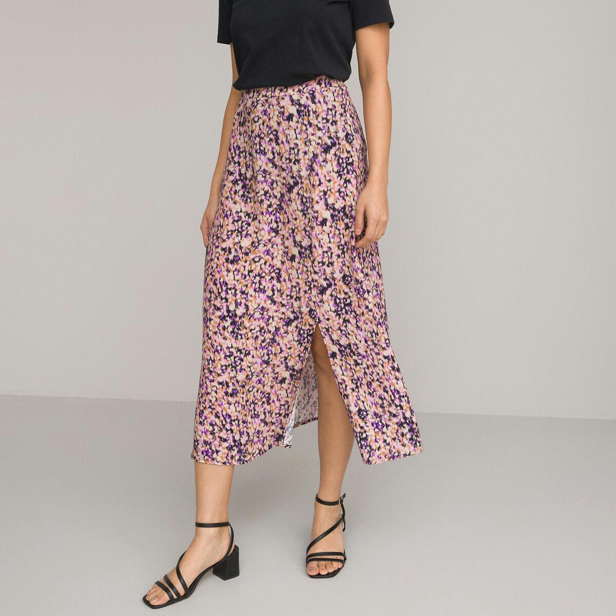 Jupe droite imprimé floral, longue
