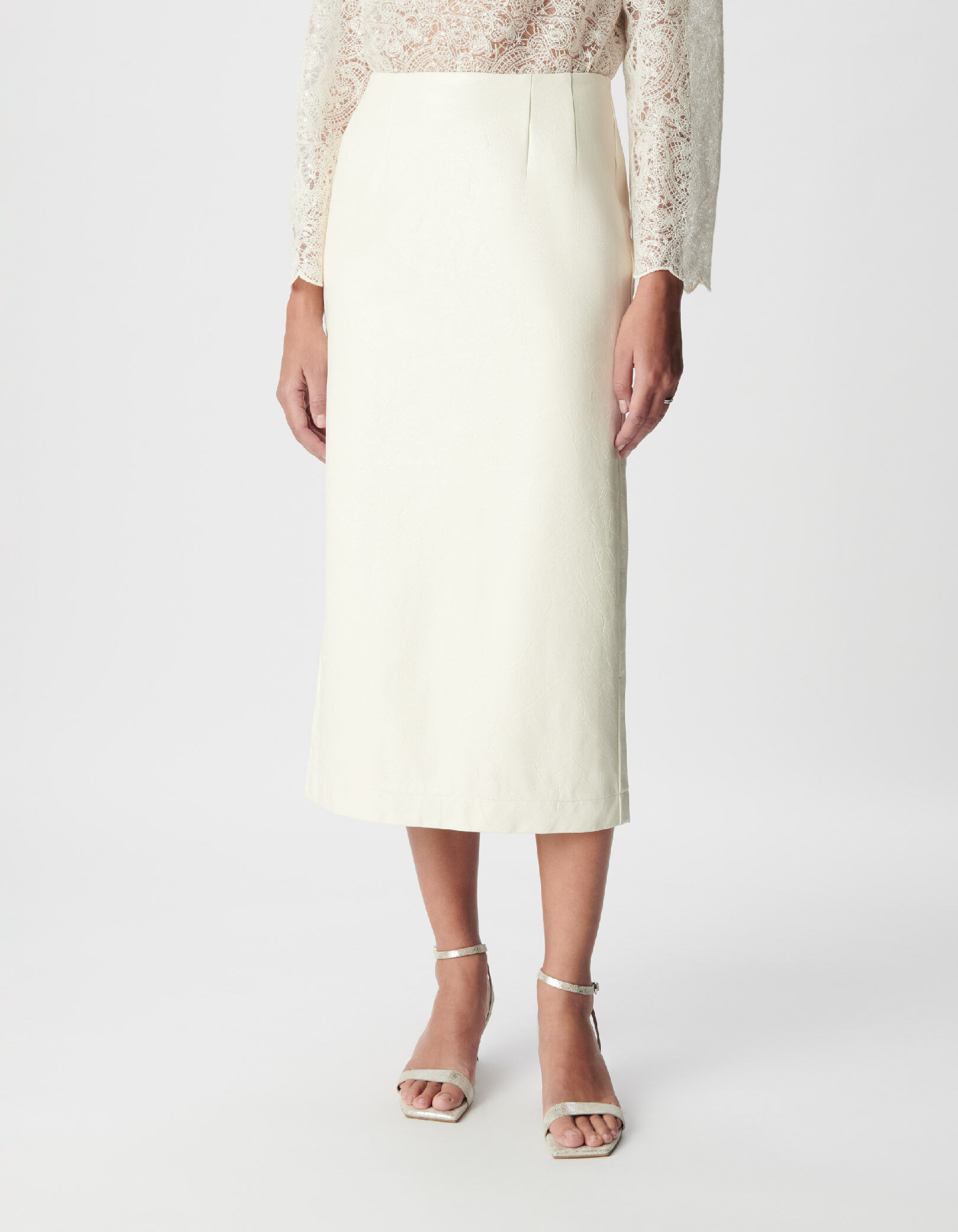 Jupe crayon longue blanche esprit rock Femme