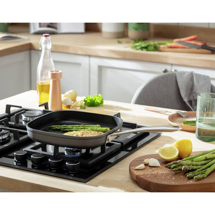 Habitat 24cm Hard Anodised Aluminium Grill Pan - Black