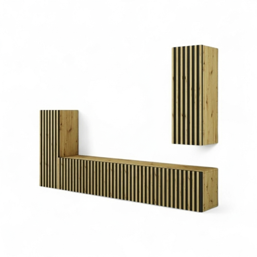 Mebloscianka Loft Z Lamelami Zestaw Trend-7 Dab Artisan