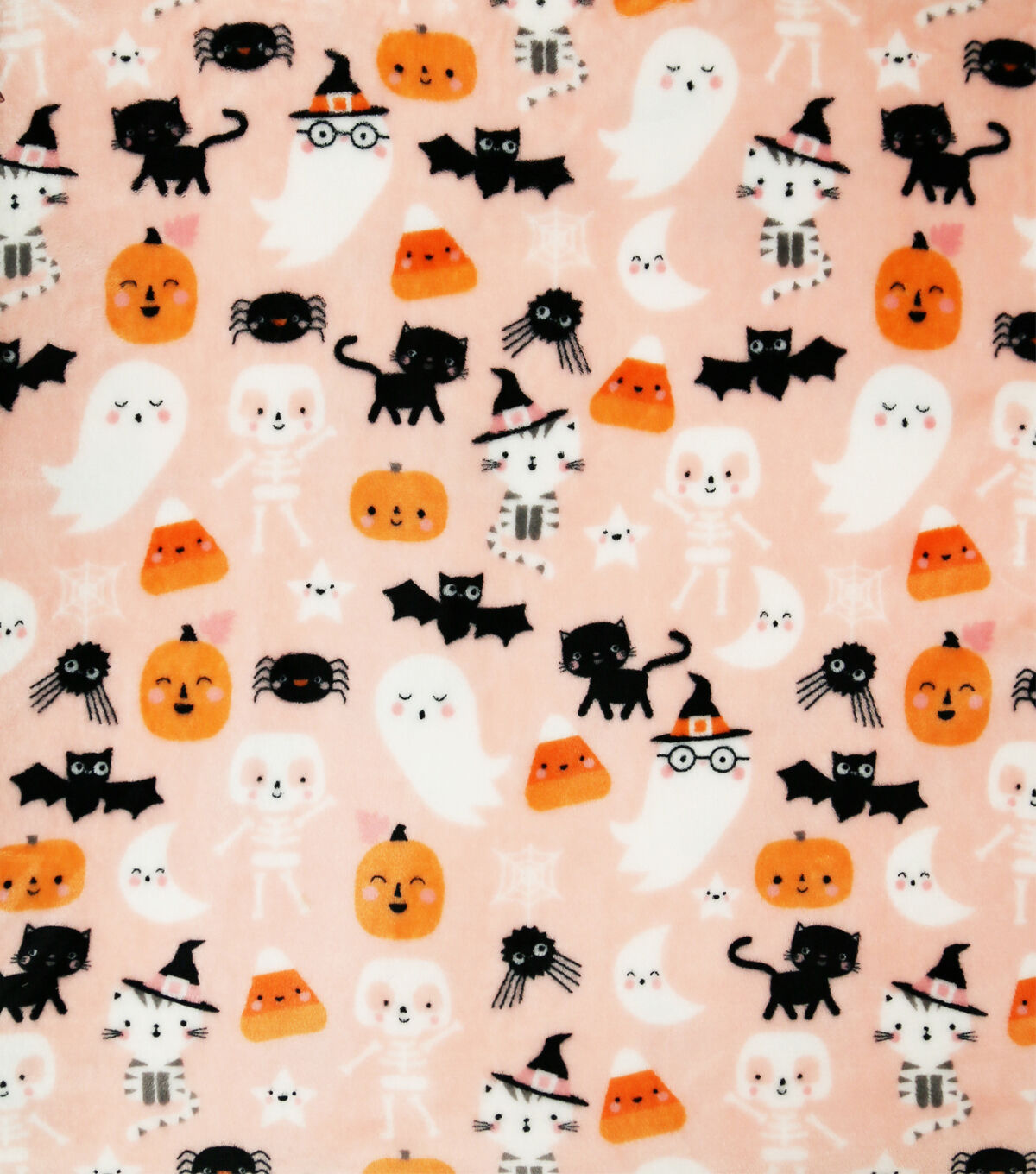 Halloween Icons On Pink Sew Lush Fleece Fabric