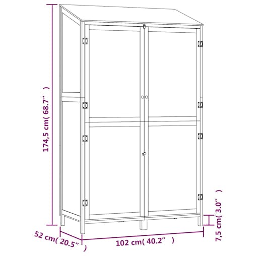 NNEVL Garden Shed Brown 102x52x174.5 cm Solid Wood Fir