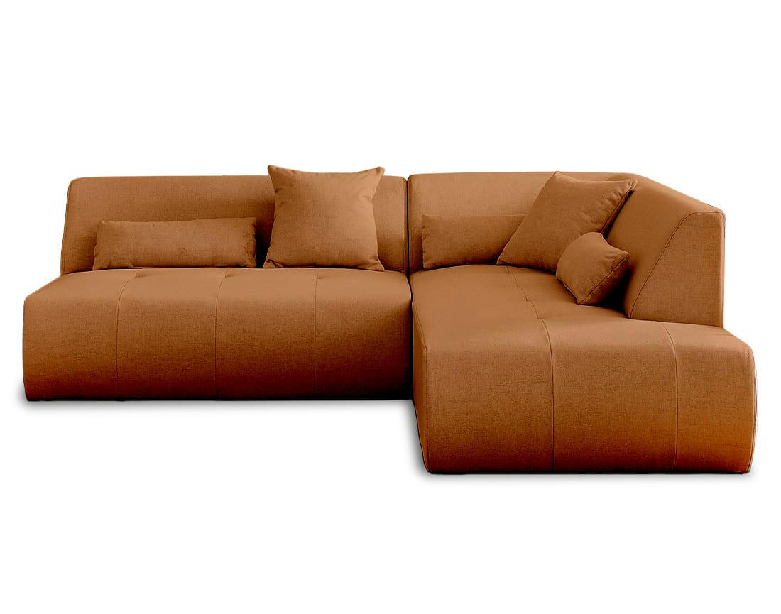 ONYX - Canapé modulable 5 places angle droit en tissu rouille