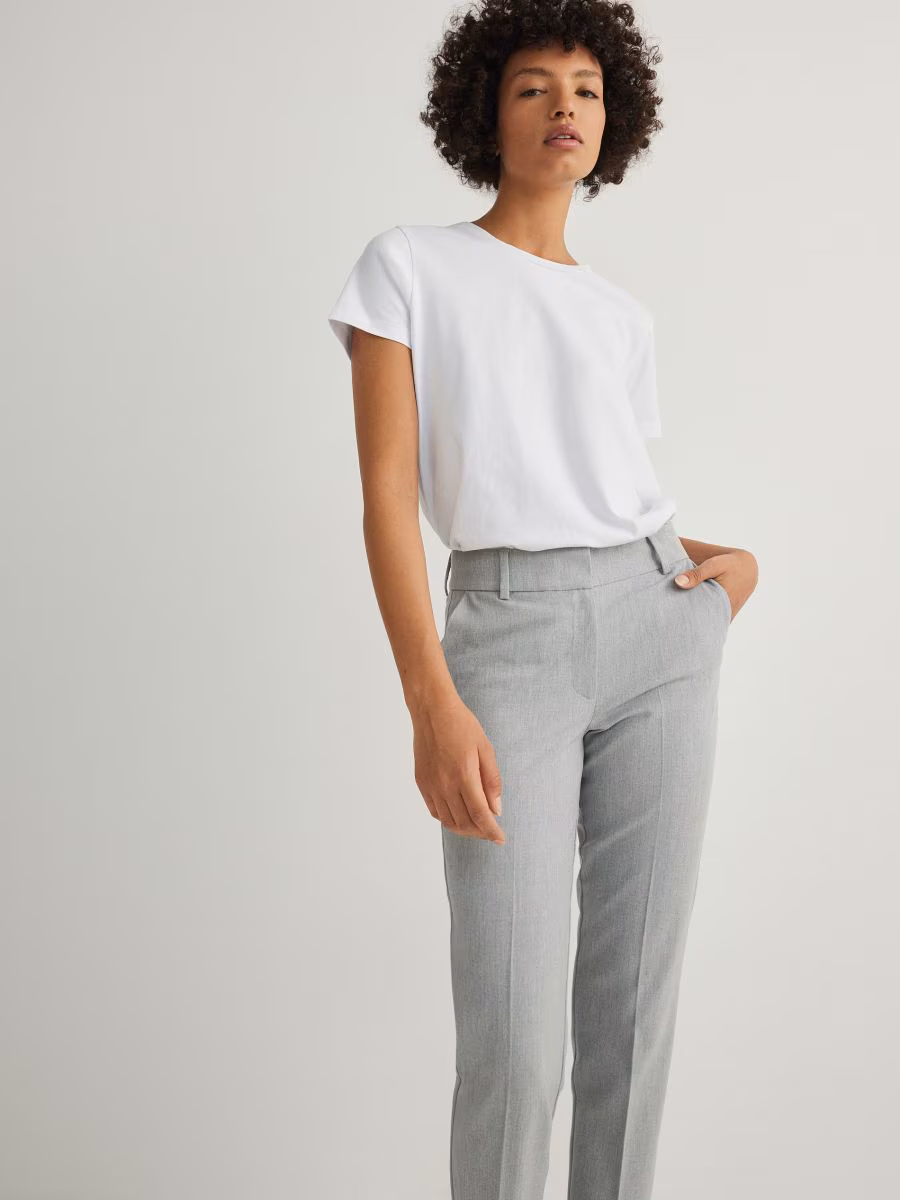Cigarette Trousers With Viscose Blend