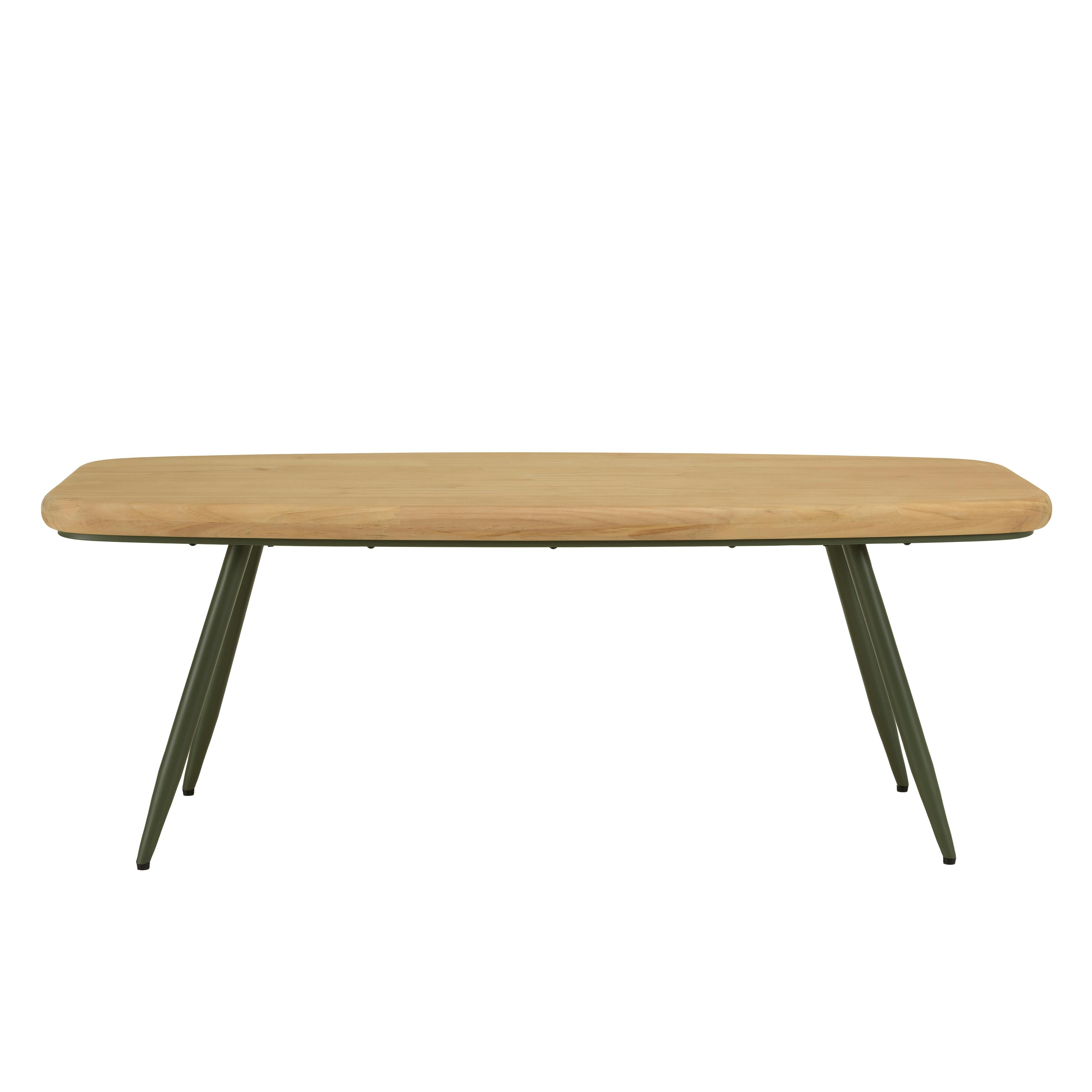 Table basse organique pin et métal vert 120 cm BAGAN