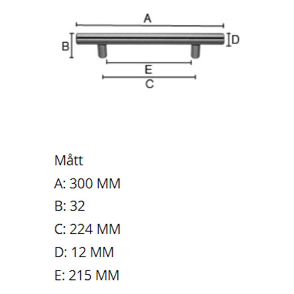 SKUFFEHÅNDTAK BESLAGSBODEN B5783 224MM RUSTFRITT STÅL