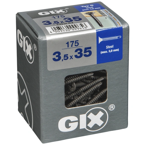 Bohrspitzschraube, 3,5 mm, Stahl, 175 Stk., GIX D 3,5x35 L