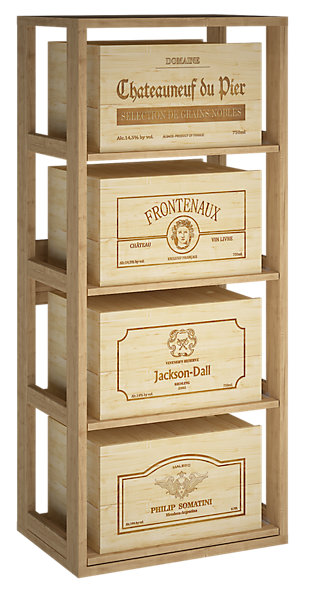 Meuble Range Bouteille de vin Série Godello en Pin Clair 4 caisses de bois