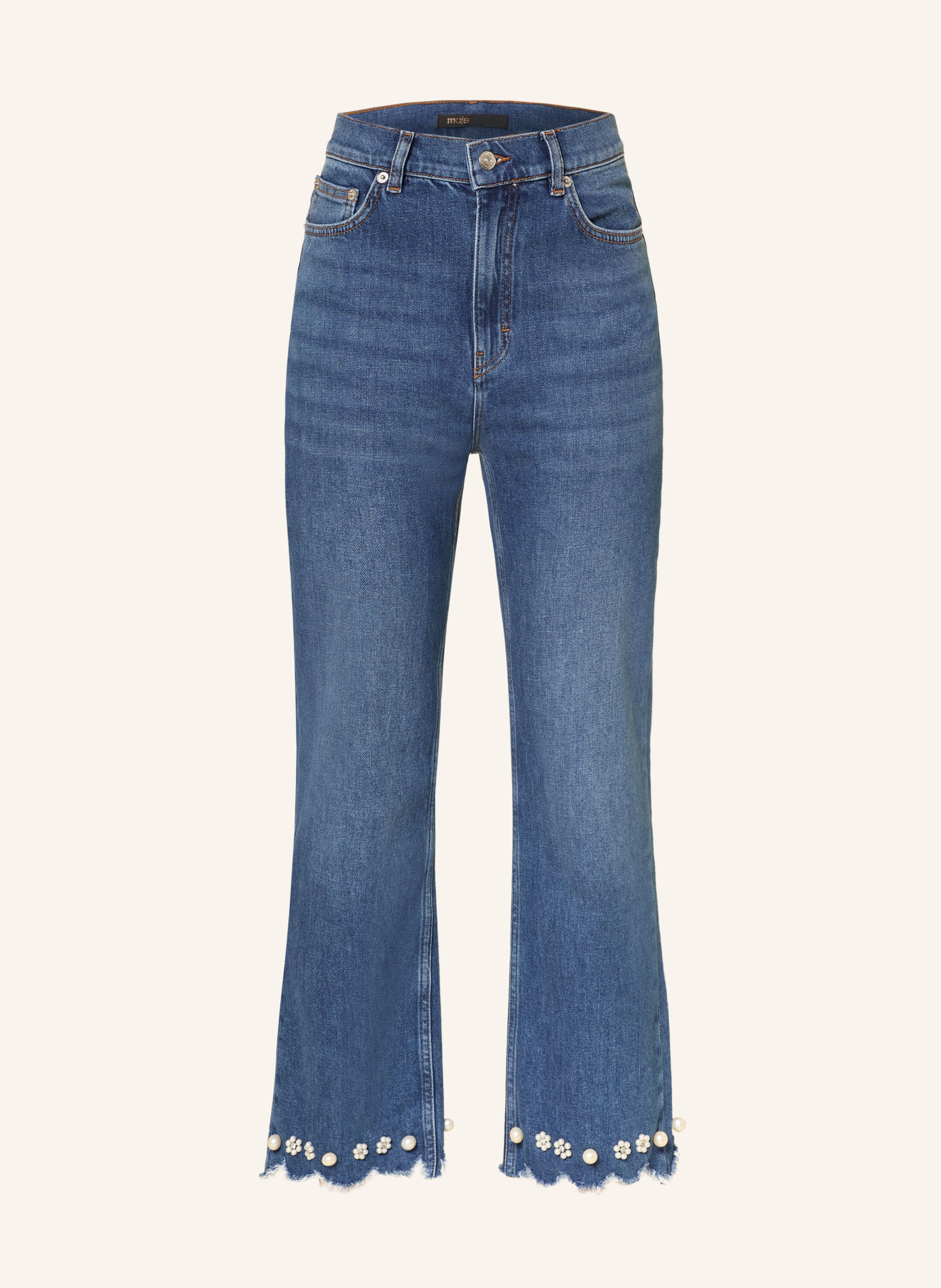 maje Straight Jeans mit Schmuckperlen und Schmucksteinen