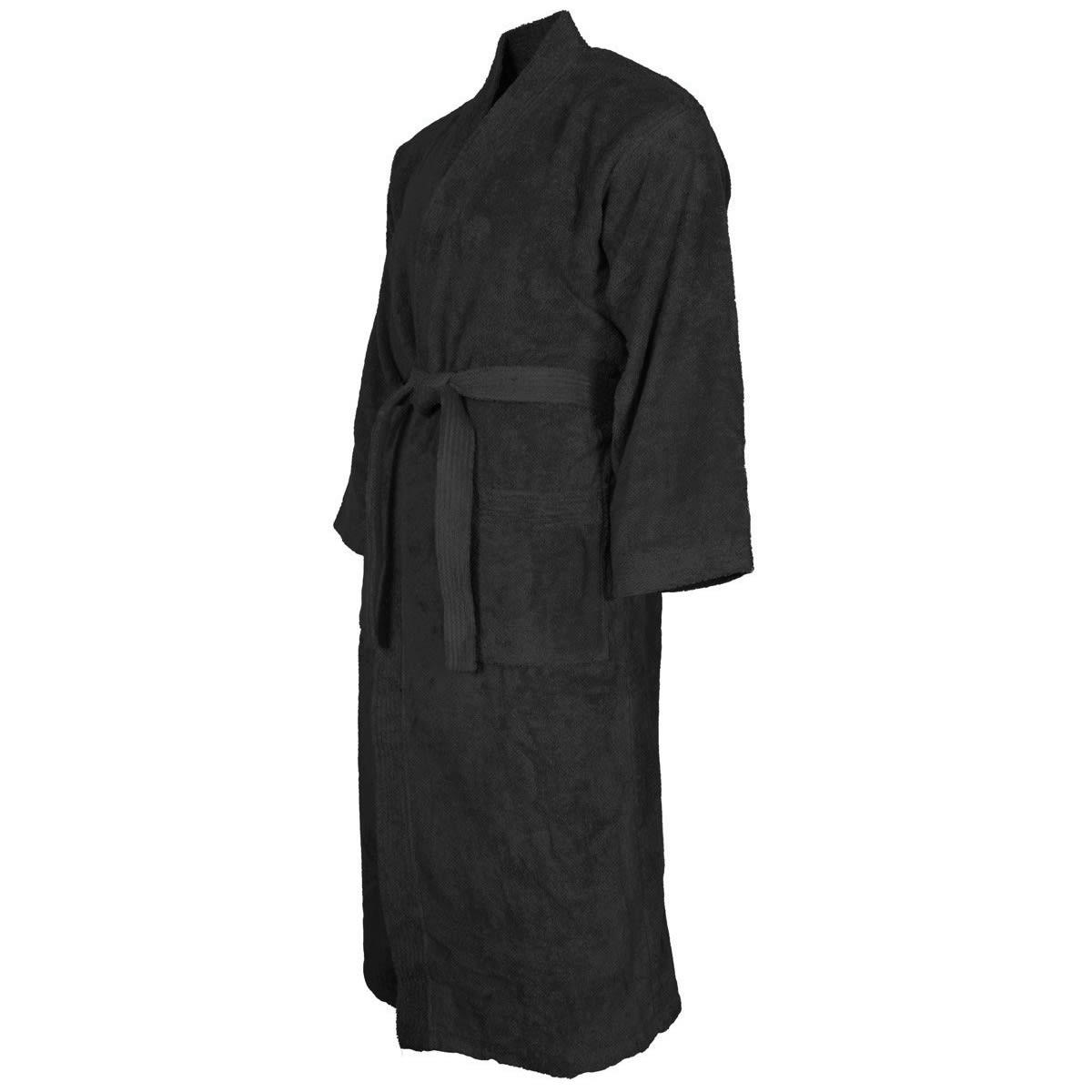 LUXURY - Peignoir col kimono en coton  Noir M