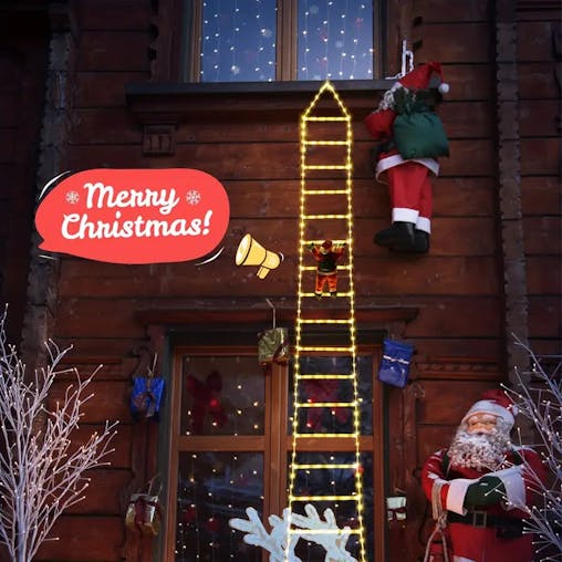 NNETM Santa's Festive Climb: Illuminated Christmas Ladder Light