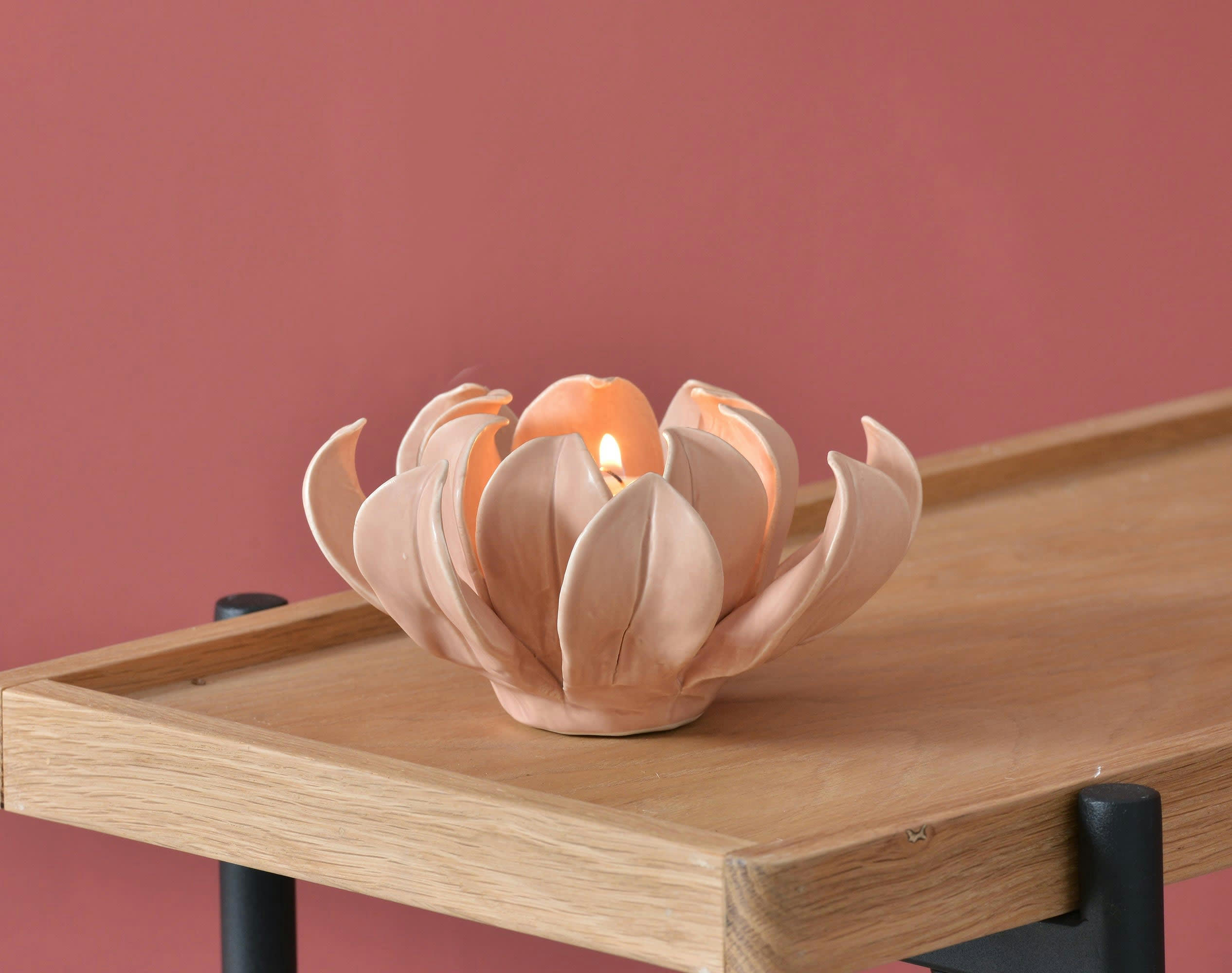 EXTAR - Photophore en céramique rose