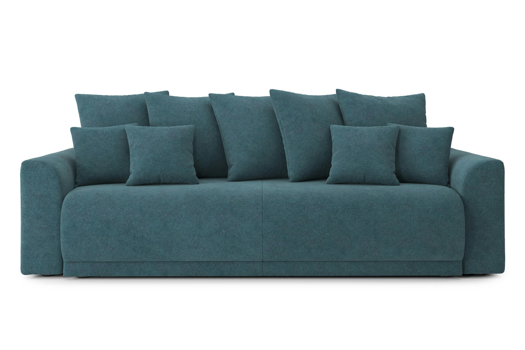 NOVA - Canapé droit convertible en tissu 3 places bleu paon