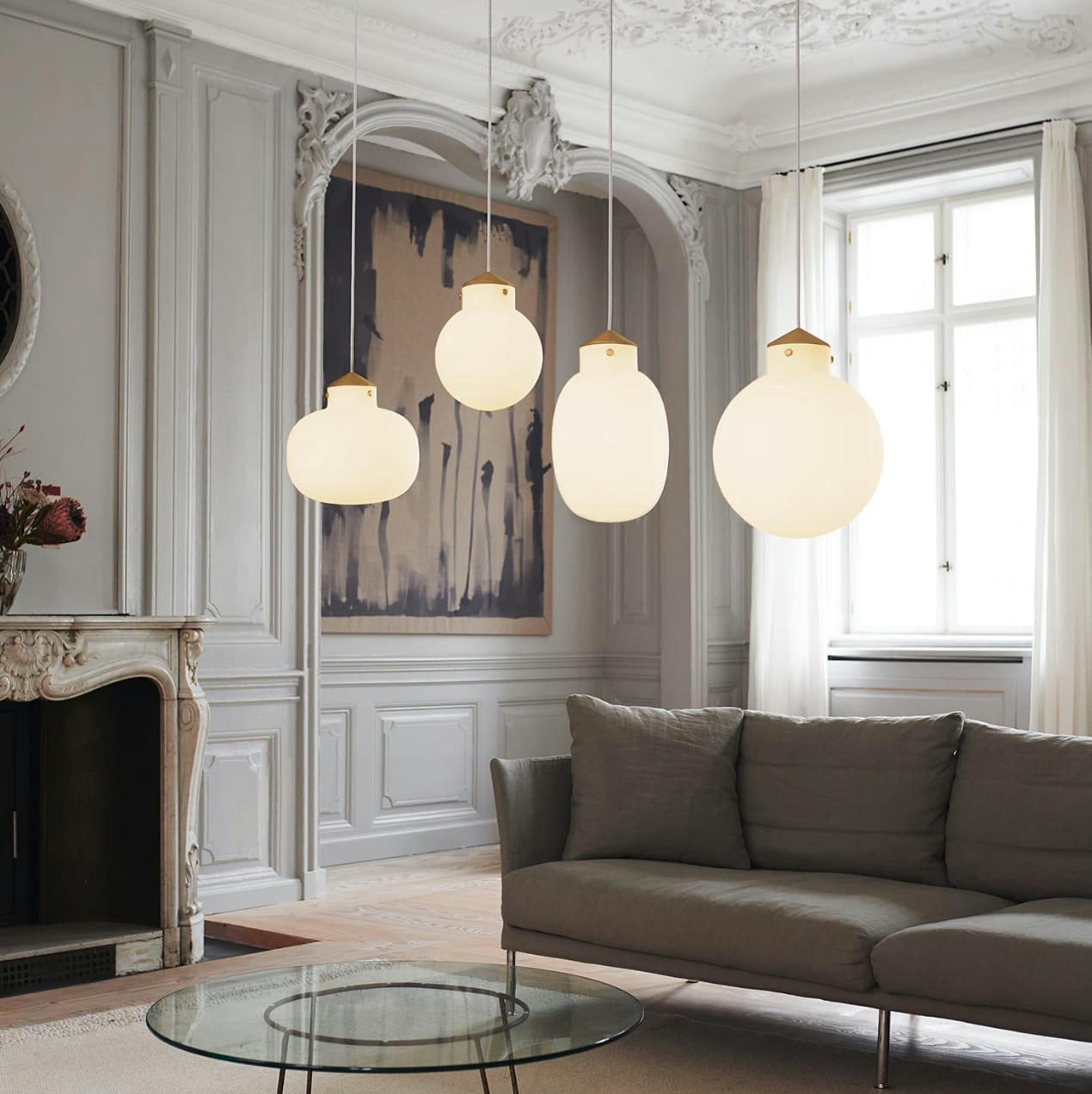 RAITO - Suspension en verre blanc