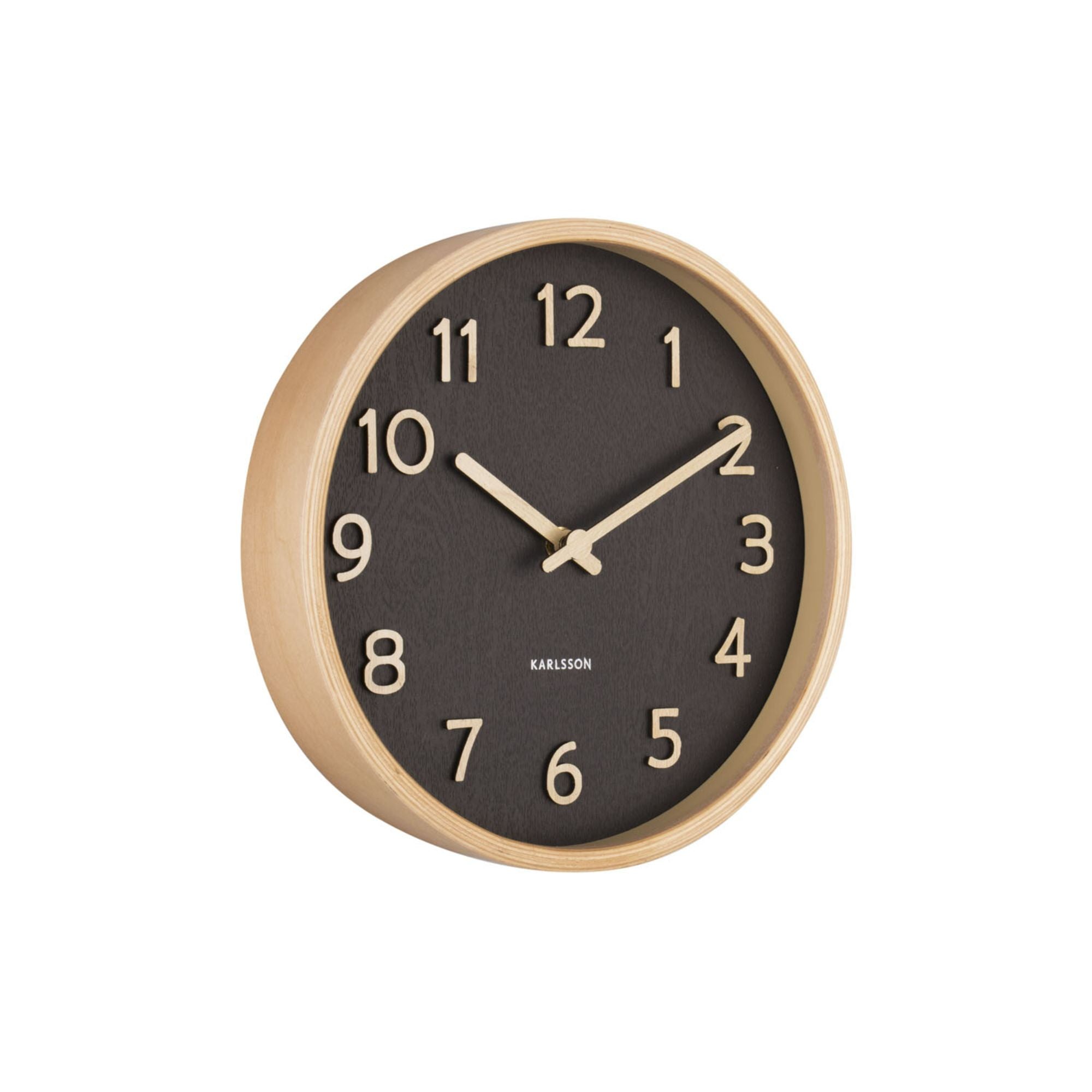 Karlsson wandklok Pure Wood - zwart - Ø22cm