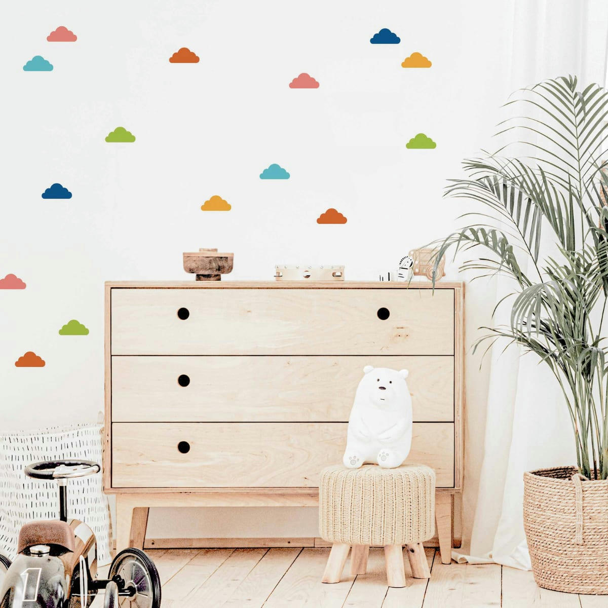 CLOUDS2 - Stickers muraux en vinyle nuages multicolore