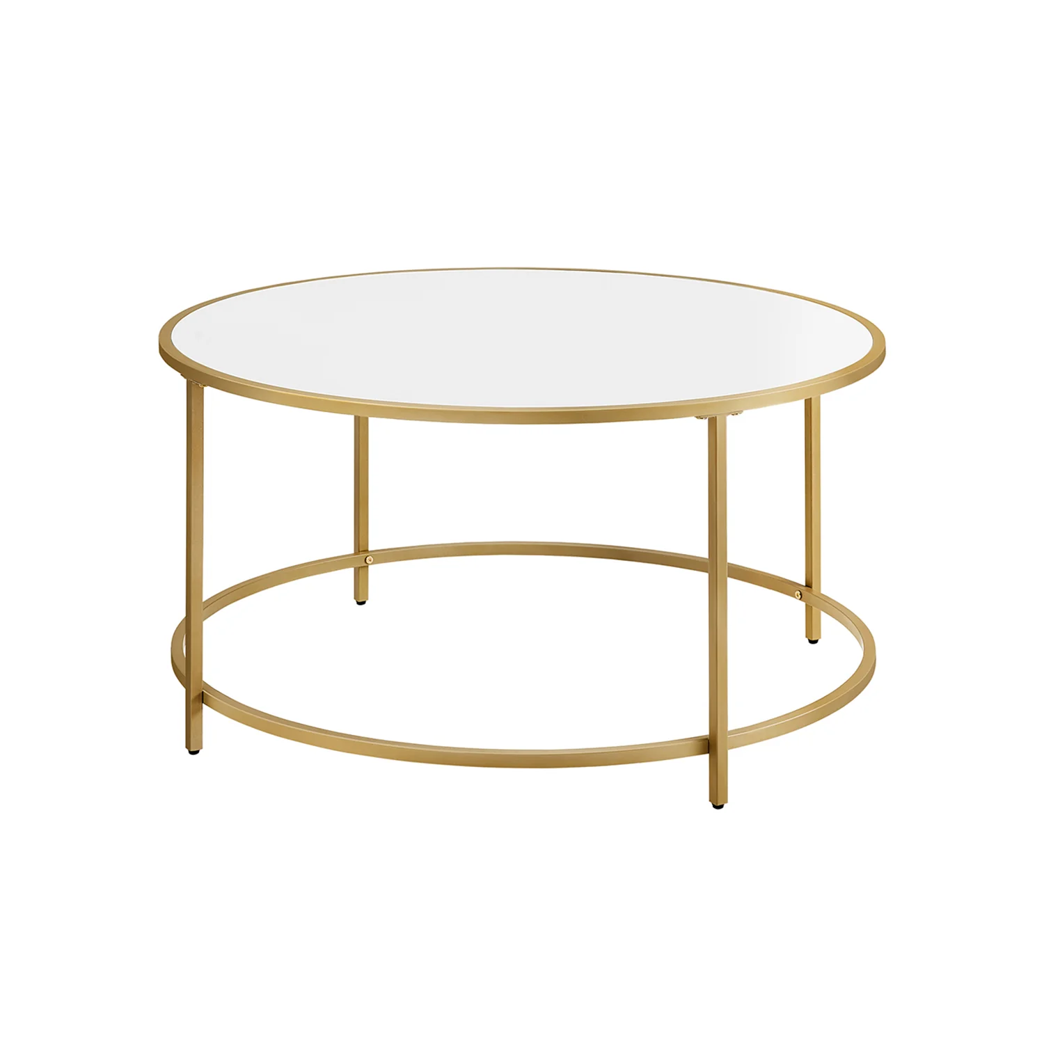 Table basse ronde blanc doré