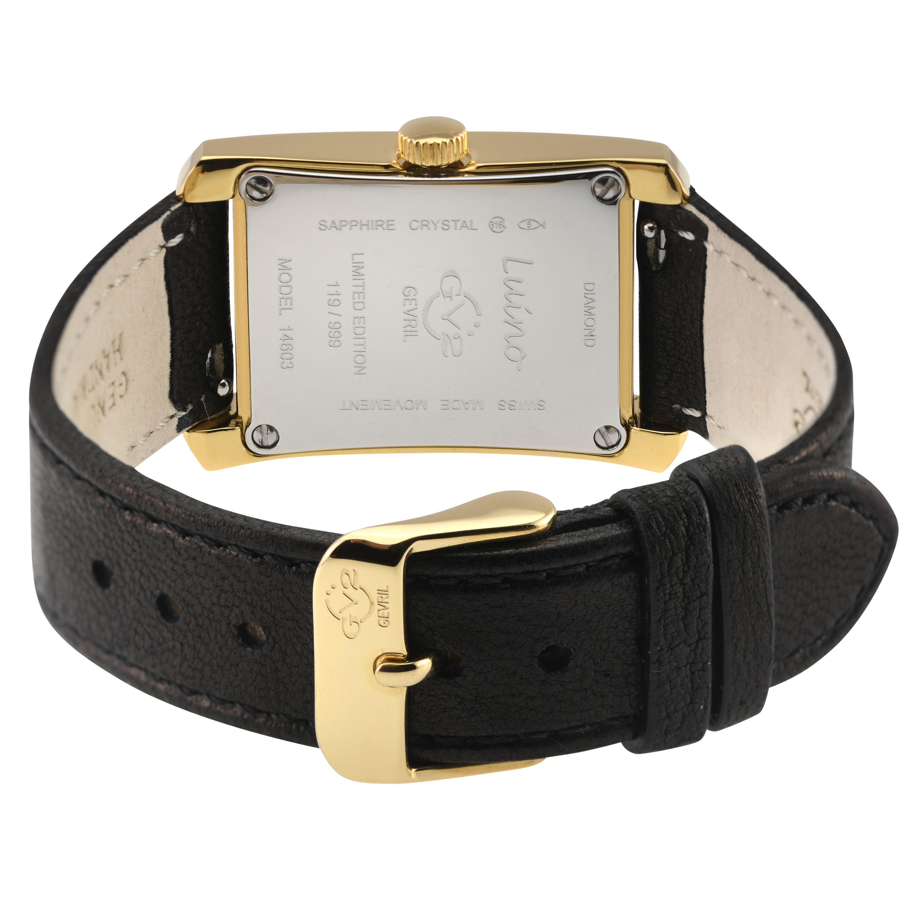 GV2 Luino Diamond 14603 Italian Leather Swiss Quartz Watch