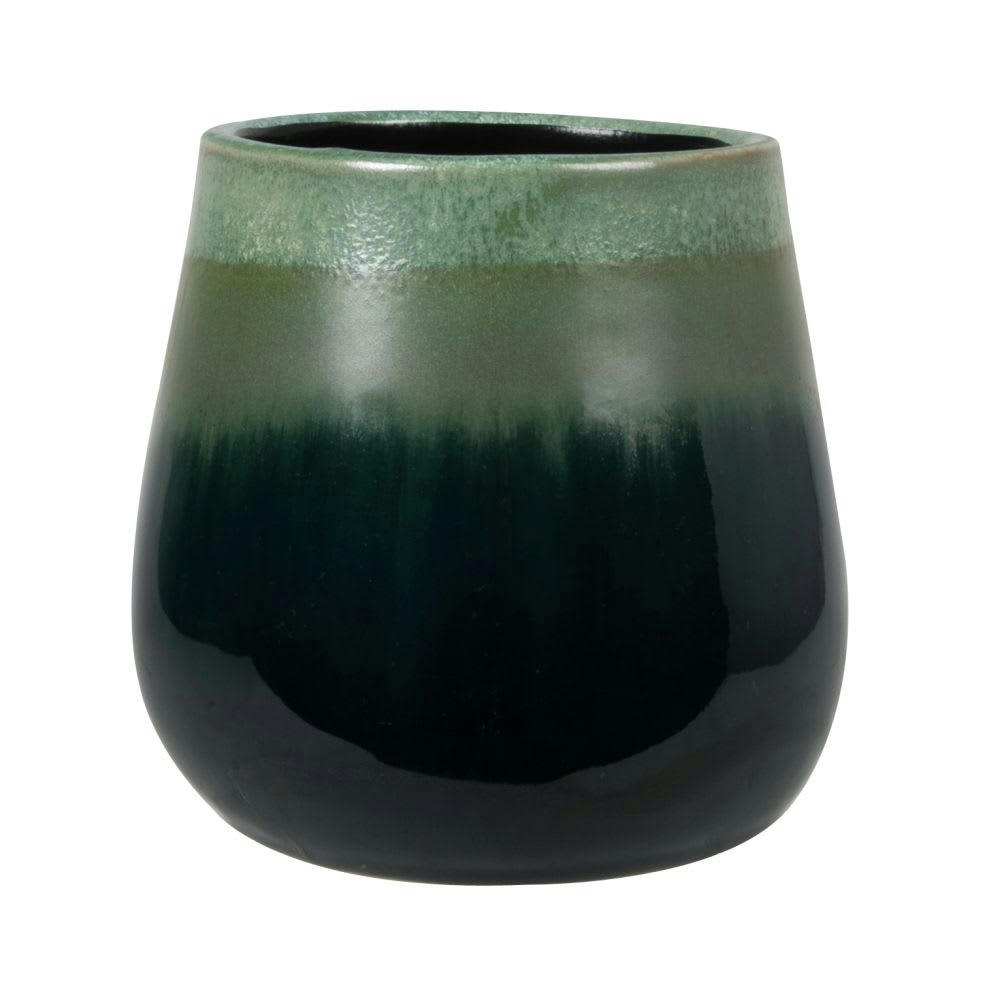 TONA - Cache-pot en grès vert H14