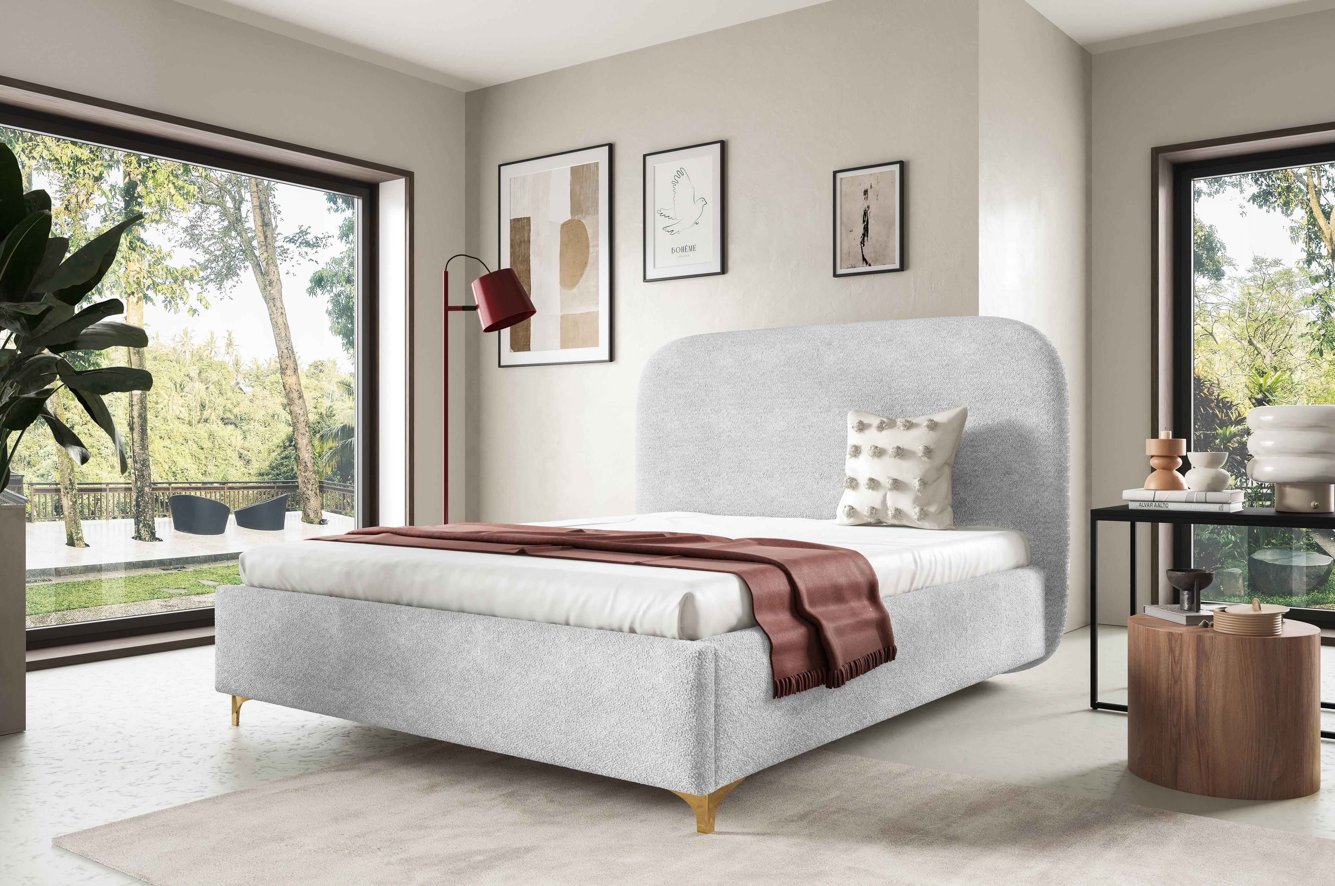Bedframe Lisar bouclé met opbergruimte 160 x 200 cm