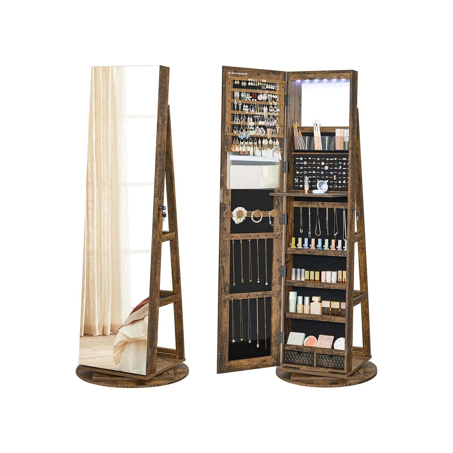 Armoire à bijoux miroir blanc