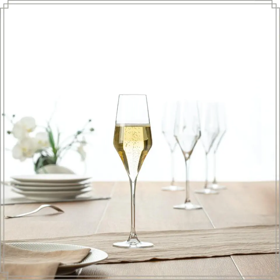 OTIX Champagneglazen Flute Transparant Kristal 220ML Set van 6 TOPAZ