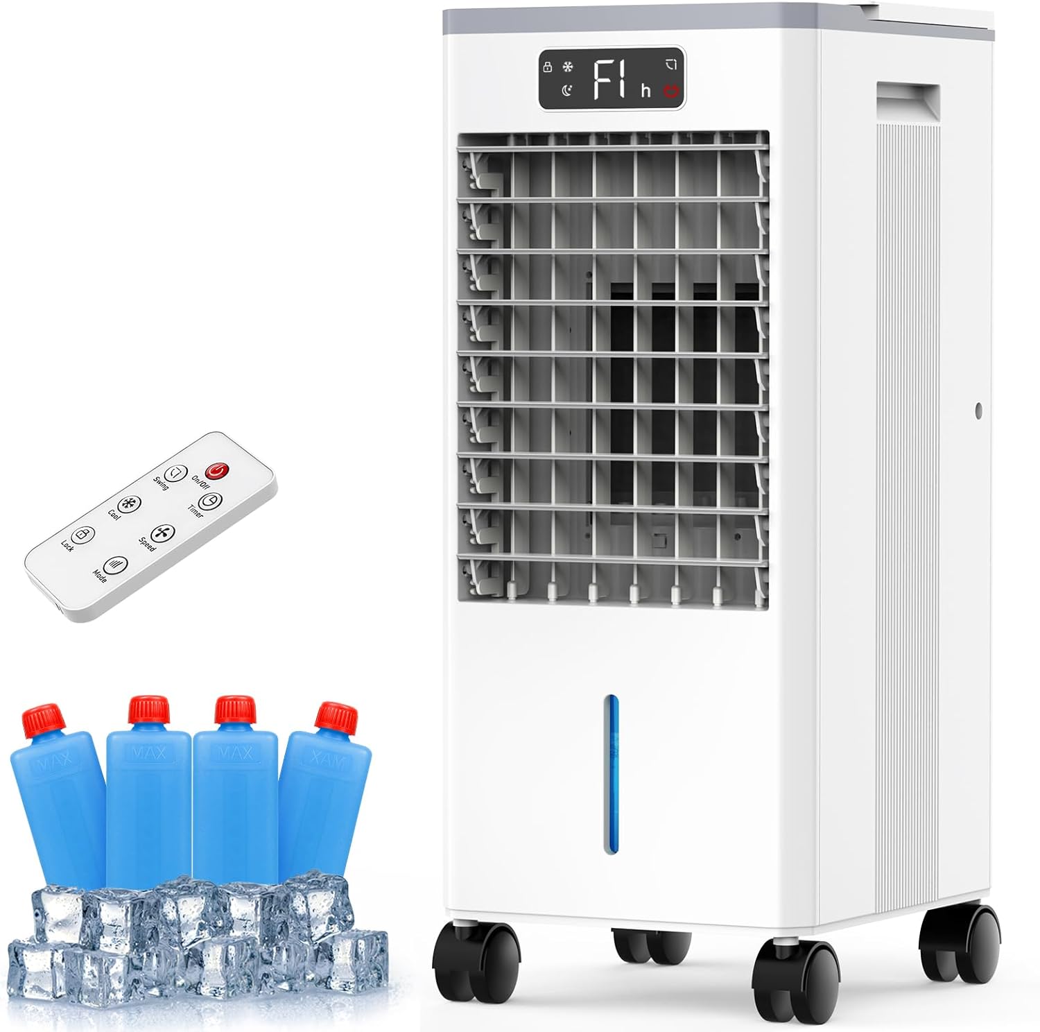 VeRosky Portable Air Conditioners, 3-in-1 Evaporative Air Cooler with Remote, 2-Gal Water Tank, 4 Modes & 3 Speeds, Quiet Windowless Swamp Cooler for Bedroom, Room, Office, Small Spaces(White)