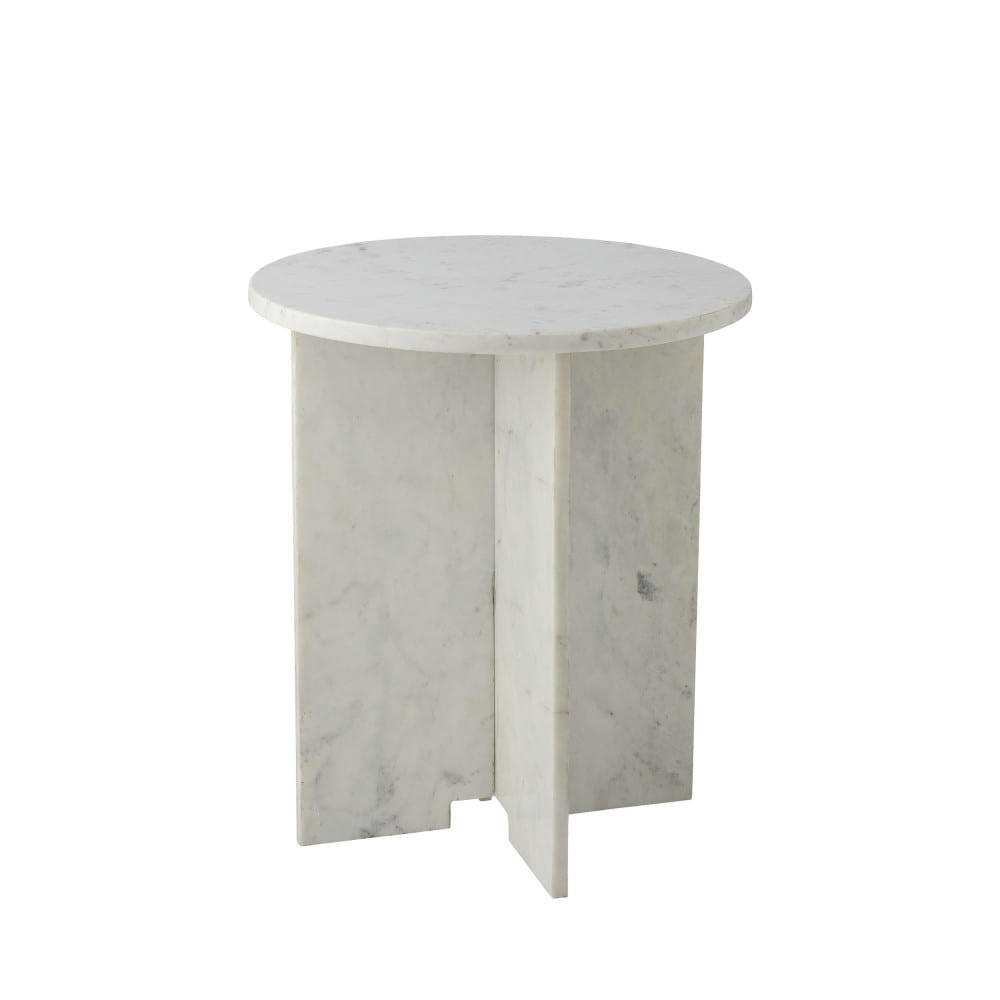 JASMIA - Table d'appoint ronde en marbre D46cm blanc