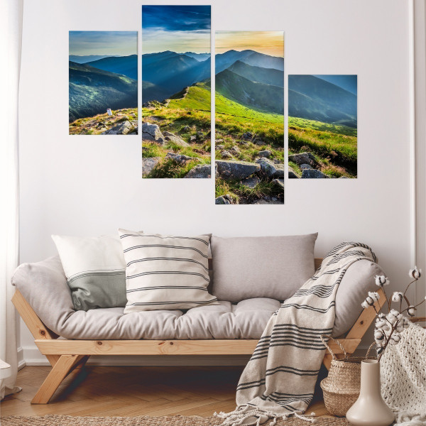 Obraz Wieloczęściowy Pejzaż Górski Skały Widok 3D 80x50cm