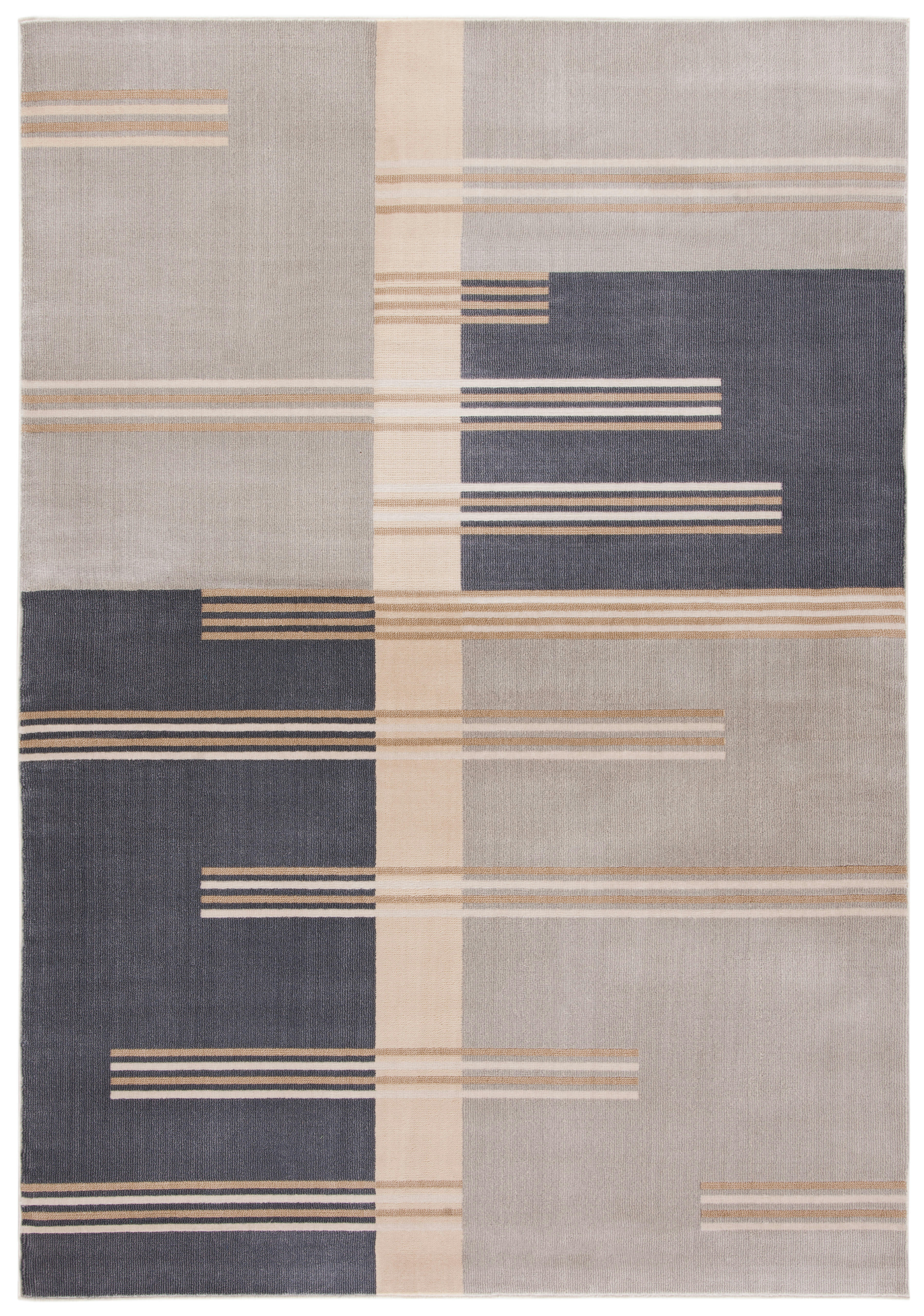 ORWELL - Tapis de salon interieur en gris & gris charbon, 122 x 183 cm