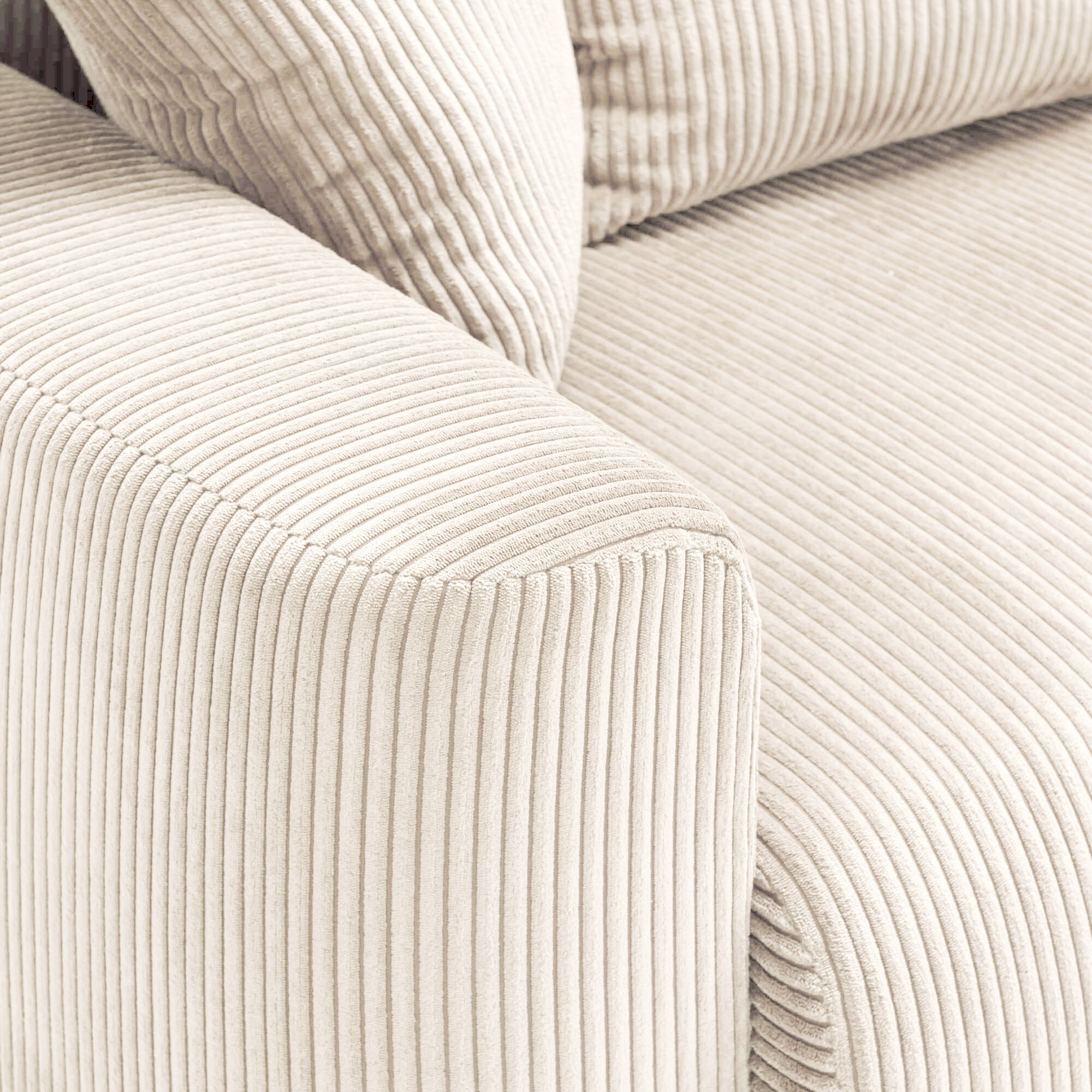 LUDI - Canapé convertible à angle réversible en velours côtelé - beige roucas